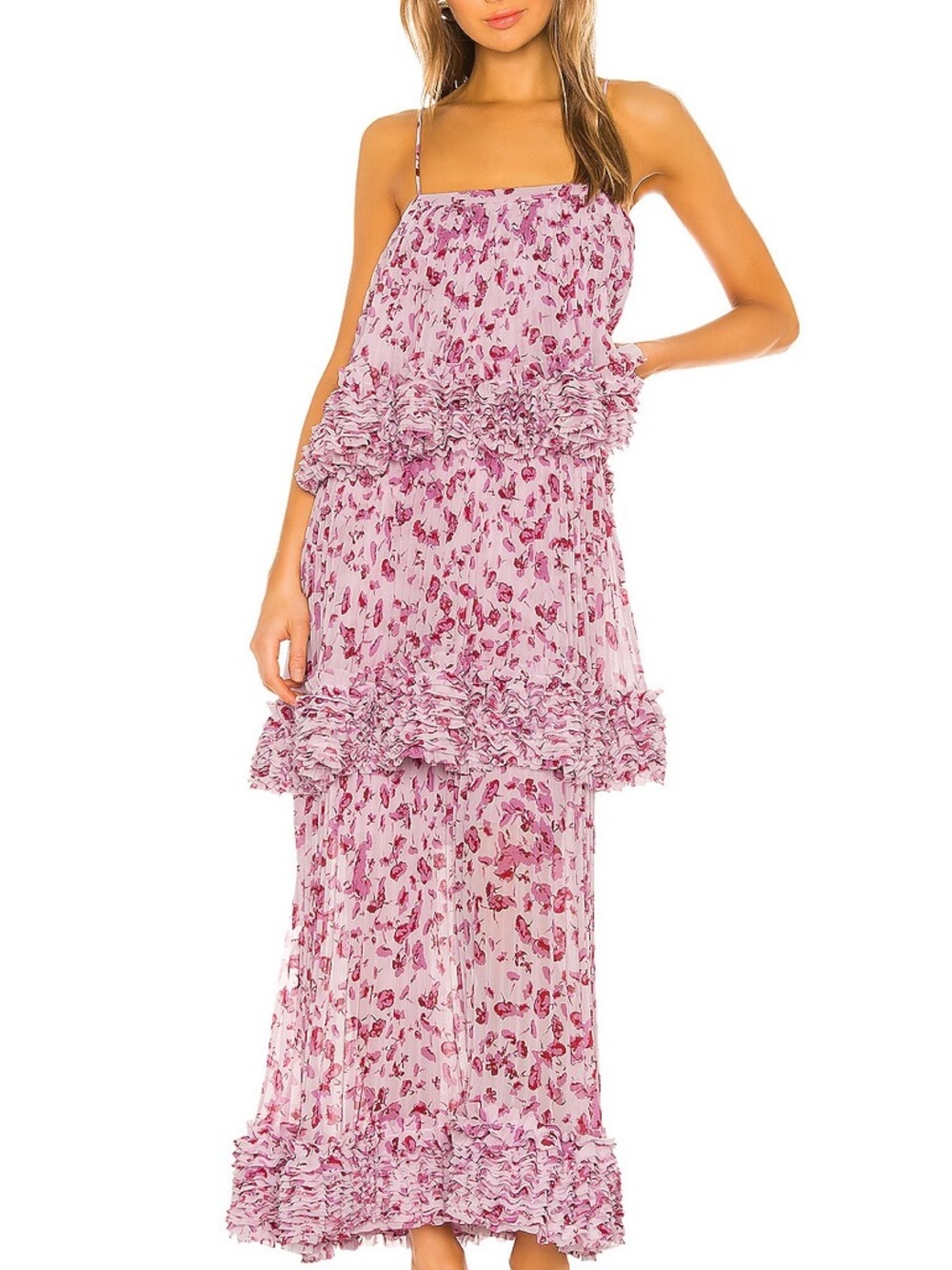 AMUR Nicola Dress in Frozen Rose Pressed Floral (NWT)